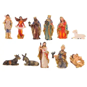 11 рождественских фигурок из смолы с лошадью, религиозных для настольного автомобиля в церкви