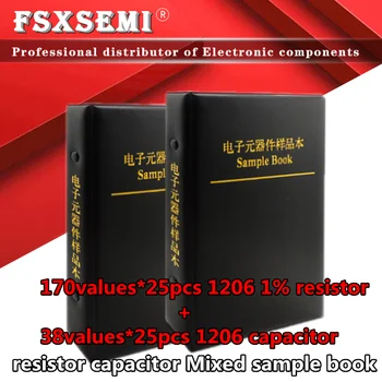 170 значений x 25шт = 4250шт 1206 SMD резистор 0R ~ 10 М 1% + 38 значений X 25шт = 950шт 0,5 ПФ 0,5 ПФ ~ 22 мкФ Конденсатор Смешанный Образец Книги