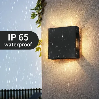 2ШТ Водонепроницаемых наружных светодиодных настенных светильников IP65 с четырьмя сторонами, настенный светильник в виде куба, установленный на поверхности, светильник для украшения крыльца в саду