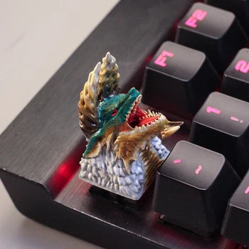 3D Колпачки Для Ключей Из смолы С Подсветкой В виде Волчьей Головы для Механической Игровой Клавиатуры с Поперечным Валом для Monster Hunter Zinogre Красочный Колпачок Для Ключей