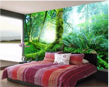 3d обои на заказ фото Зеленый солнечный лес украшение комнаты картина картина 3d настенные фрески обои для стен 3 d