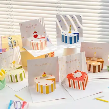 3D открытка для праздничного торта с рукописным текстом и благословением на конверте, поздравительные открытки с празднованием всплывающих окон, подарки на день рождения, открытки, подарки