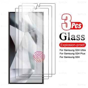 3шт Прозрачная Защитная Пленка Из Закаленного Стекла Для Samsung Galaxy S24 Ultra Plus S24 + S24ultra 9H Защитная Пленка HD С Полным Покрытием