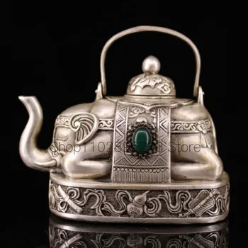 5-дюймовая медно-серебряная статуэтка ручной работы в виде слона в банке для заваривания чая