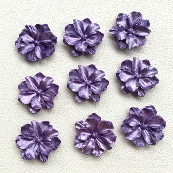 5шт Корейских фиолетовых перламутровых цветов камелии, Объемные лепестки цветов, Аксессуары из смолы, Серьги 