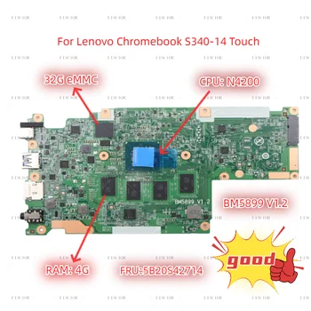 FRU 5B20S42714 Совместим с материнской платой сенсорного ноутбука Lenovo S340-14 BM5899 V1.2 с процессором N4000 RAM 4G 32G eMMC