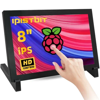 iPistBit 8-дюймовый Емкостный Сенсорный экран, Портативный монитор с разрешением HDMI 1280 × 800, IPS-дисплей Подходит для Raspberry Pi 5/4/3/2 /Zero/B