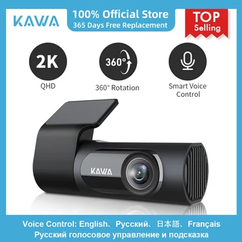KAWA Dash Cam Для Автомобилей D6 1440P Камера Видеорегистратор В Автомобиле Видеомагнитофон Голосовое Управление 24-Часовая Парковка WiFi APP Монитор WDR Вращение на 360 Градусов