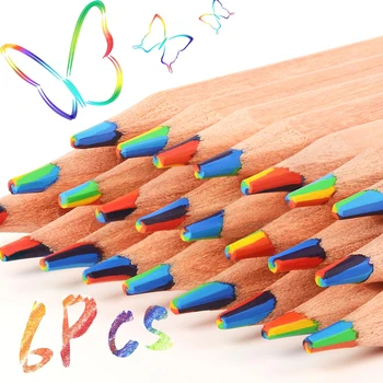 Kawaii Rainbow Pencil 7 цветных карандашей с концентрическим градиентом, детские подарочные цветные карандаши в виде дерева, канцелярские принадлежности для художественной живописи, рисования