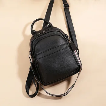 Nesitu Новый Высококачественный женский рюкзак из натуральной воловьей кожи черного цвета с зернистым верхом, Женская дорожная сумка M8061