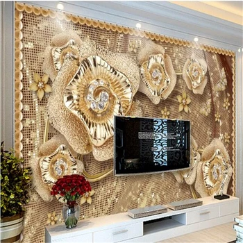 Большие обои wellyu на заказ, красивые роскошные украшения, цветы, мягкая отделка стен телевизором в гостиной, картина из папье-маше