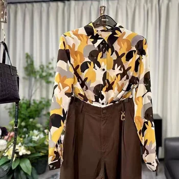 В 2023 году Выпущены весенне-осенние новинки, модная корейская версия, женская повседневная блузка с длинным рукавом, однобортная T770