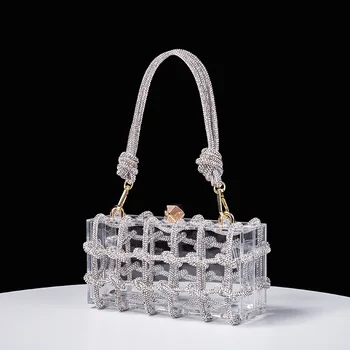 Высококачественная женская вечерняя прозрачная сумка, роскошные женские сумки из хрустального переплетения для женской праздничной одежды