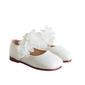 Детская кожаная обувь для девочек, блестящие цветы, туфли принцессы для детской вечеринки, свадебные детские туфли на плоской подошве, весенне-летние модельные туфли
