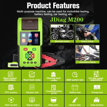 Диагностический сканер OBD2 мотоцикла JDiag M200, считыватель кода неисправности двигателя, тестер батареи, инструмент Motoscan для BMW Yamaha Kawasaki Honda