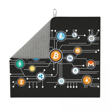 Коврик для сушки посуды с логотипом криптовалюты Bitcoin, Altcoin, блокчейна, Изготовленные на заказ впитывающие коврики из микрофибры Ethereum для быстрой сушки
