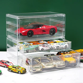 Коробка для показа коллекции моделей автомобилей в масштабе 1PC 1/64, Штабелируемая Пылезащитная коробка для хранения Детских игрушек, коробка для показа моделей автомобилей, отлитых под давлением