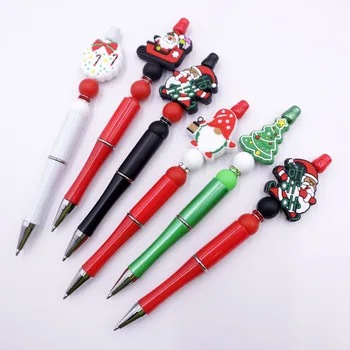 Креативная мультяшная рождественская шариковая ручка, украшенная бисером, поворотная ручка для подписи, студенческие канцелярские принадлежности