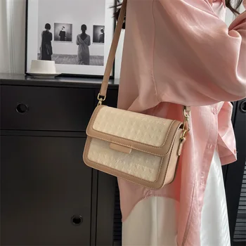 Летняя женская сумка на одно плечо из искусственной кожи в японской и корейской моде, простая сумка через плечо для пригородных поездок, маленькая квадратная сумка с клапаном