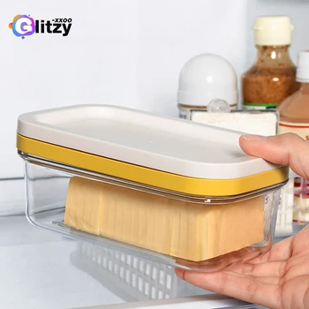 Масленка с крышкой и ножом из нержавеющей стали Пластиковый контейнер для хранения масла для столешницы или холодильника для хранения сыра