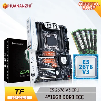 Материнская плата HUANANZHI X99 TF LGA 2011-3 XEON X99 с процессором Intel E5 2678 V3 с комбинированным комплектом памяти 4*16G DDR3 RECC set NVME