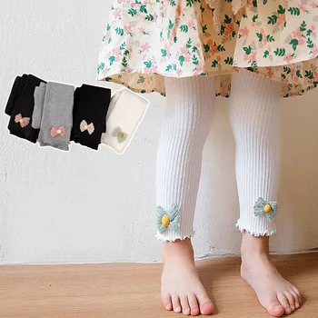 Милые детские штанишки с бантиком-бабочкой, Весна-осень, леггинсы для новорожденных девочек, Хлопчатобумажные штаны ярких цветов, детские леггинсы 0-4 лет