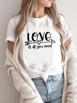 Милые футболки с круглым вырезом и надписью Love 90-х, модные футболки с коротким рукавом, женская футболка с рисунком из мультфильма, женская одежда, графическая футболка