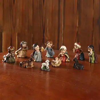 Милый Рождественский рождественский набор с ручной росписью, сцена рождения Иисуса, Рождественский домашний декор для центральных частей стола