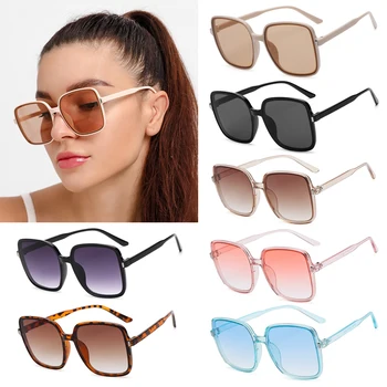 Модные винтажные солнцезащитные очки UV400 большого размера, очки в большой оправе для леди, квадратные солнцезащитные очки