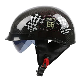Мотоциклетный шлем с открытым лицом из углеродного волокна, одобренный DOT, ретро, японский стиль, для езды на скутере, мотоцикле, реактивный шлем Casco Moto Унисекс