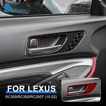 Наклейка из настоящего углеродного волокна для Lexus RC300 RC350 RC200T 2015-2022 Дверная ручка автомобиля Рамка Внутренняя отделка украшения аксессуары
