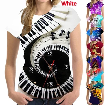 Новая модная весенне-летняя футболка Music Note с 3D принтом, крутые футболки унисекс с коротким рукавом и круглым вырезом