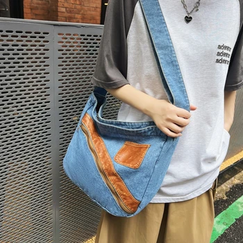 Новая модная сумка-мессенджер для женщин, женская джинсовая ткань, сумка-хобо через плечо, женская сумка, кошелек, дорожная сумка