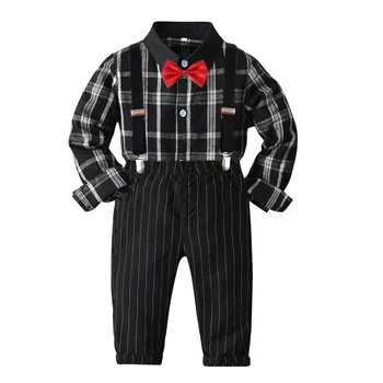 Одежда для маленьких мальчиков, комплект из 3 предметов, Жилет, рубашка, Подтяжки, Осенняя одежда, Осенняя одежда