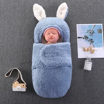 Одеяла для новорожденных 2023, Зимний Утепленный Теплый детский спальный мешок, Однотонный Детский Мягкий Пушистый спальный мешок для малышей 0-6 месяцев