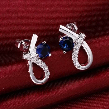 Оригинальные серьги из стерлингового серебра 925 пробы с синими кристаллами циркона для женщин, роскошные модные свадебные аксессуары для вечеринок, Ювелирные изделия в подарок