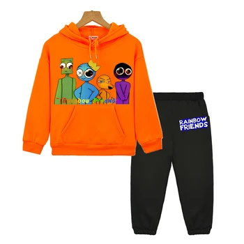 Осенние комплекты Rainbow Friend с капюшоном, флисовая толстовка, одежда для мальчиков и девочек, пуловер, y2k sudadera, аниме-толстовка, детская бутик-одежда