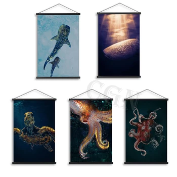 Плакаты с изображением морского организма HD Кит Настенные работы Холст Картины Модульные Картины Подвесные Свитки Украшение дома для гостиной