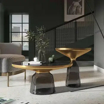 Прозрачный стеклянный чайный столик в скандинавском стиле, Круглый Креативный Стол с бесплатной доставкой, Большая дизайнерская мебель для завтрака Mesa