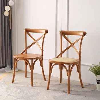 Ретро Деревянный Простой Современный стул с вилочной спинкой Американский стул с поперечной спинкой из массива дерева Домашний Дизайнерский обеденный стул в минималистском стиле