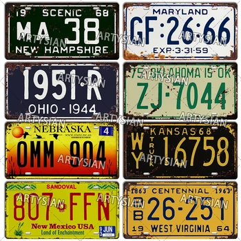 Ретро-номерной знак штата США Вирджиния, Вермонт, Мэриленд, Арканзас, Небраска, Аризона, Номерной знак грузовика и прицепа, Металлический знак