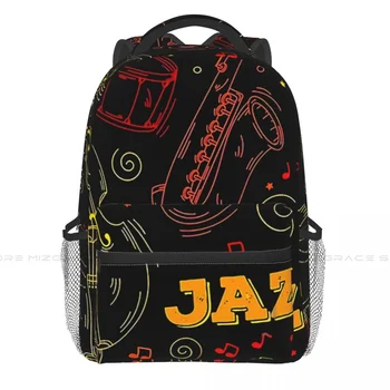 Рюкзаки для джазовой музыки, повседневная студенческая школьная сумка с принтом, женские мужские дорожные сумки, рюкзак для ноутбука