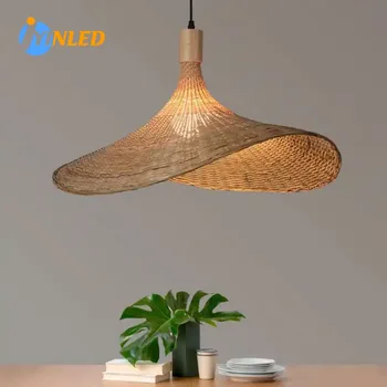 Современная креативная тканая люстра из китайского бамбука, подвесной светильник из ротанга, подвесной светильник-бабочка для внутреннего освещения
