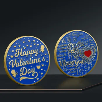 Сувенирная монета, подарок на День Святого Валентина, трехмерная памятная монета, монета для пары в форме сердца