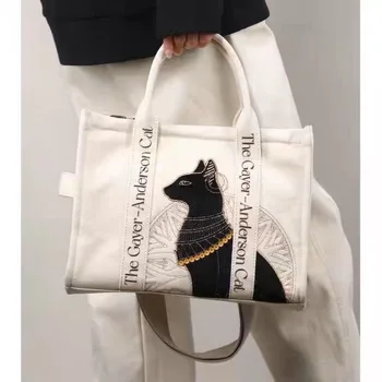 Сумка для рук с вышивкой Anderson cat, холщовая женская сумка, сумка для пригородных поездок, рождественский подарок