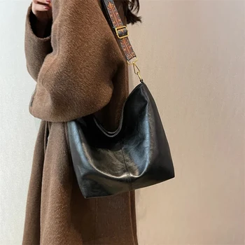 Сумка на геометрическом ремешке, сумка через плечо большой емкости, женская сумка через плечо в стиле ретро