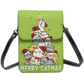 Сумка на плечо Merry Catmas Tree, забавные подарки Санты, стильная сумка для мобильного телефона, кожаные школьные женские сумки