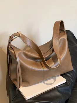 Сумки через плечо из мягкой искусственной кожи большой емкости для женщин 2023, новая модная дизайнерская сумка через плечо в стиле ретро, сумка подмышками, сумки