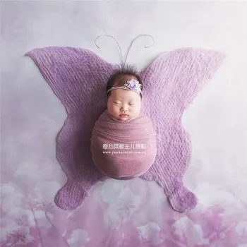 Фон для войлочного одеяла из шерсти бабочки Фон для фотографии новорожденного Слой ткани для пеленания младенца