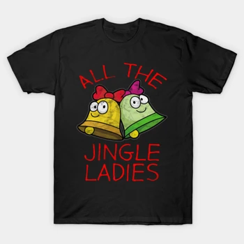 Футболка All The Jingle Ladies с рождественским подарком, повседневная мужская футболка из 100% хлопка с круглым вырезом и коротким рукавом, Размер S-3XL